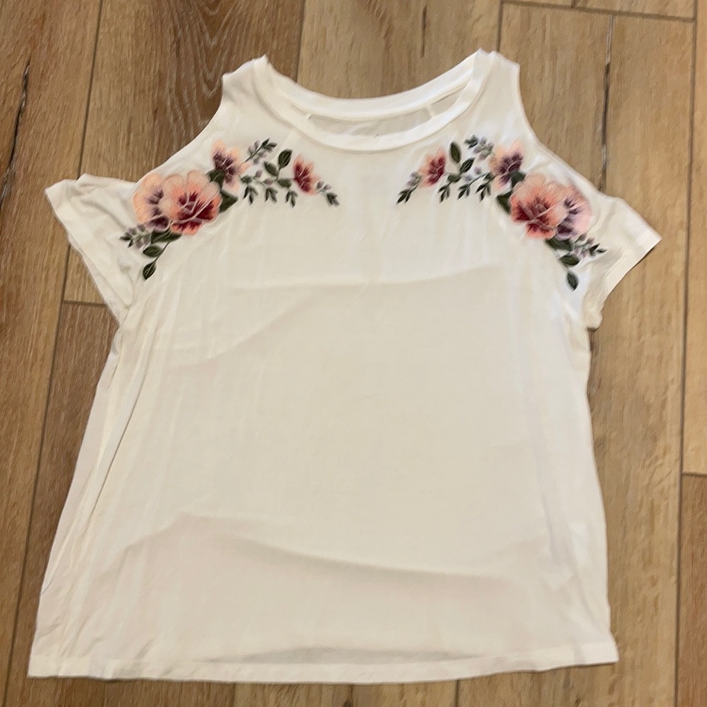Floral cold shoulder t shirt